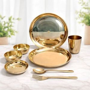Juego de Cena Kansa de Bronce Hecho a Mano, Juego de Comedor Completo para una Experiencia de Servicio Auténtica India - Product Image 1