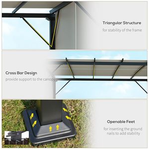 Pergola Retrattile 10x10 con Tenda Parasole Anti-UV Impermeabile, Struttura in Acciaio per Villa, Parco, Giardino, Patio, Beige - Product Image 6