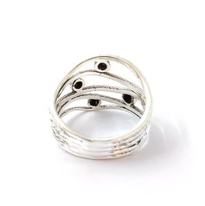 Twisted Band Designer Silver 925 With <b>Black</b> Onyx Gemstone <b>Ring</b> for Everyday Wear & Any Occasion Gift - Product Image 4