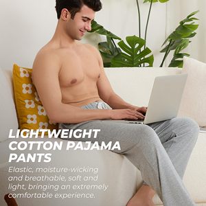 Athletic <b>Trousers</b> For men 100% Cotton Solid Joggers Pants Soft <b>Yoga</b> Lightweight Running Lounge Casual Pants with Pockets Sleep - Product Image 3