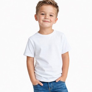 เสื้อยืดเด็กคอตตอนแขนสั้นคอกลมสีพื้น ผลิตตามสั่ง (OEM)  จำนวนสั่งขั้นต่ำน้อย รับผลิตเสื้อยืดเด็กพิมพ์ลายตามต้องการ ขายส่งเสื้อผ้าเด็ก - Product Image 1