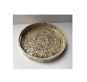 ถาดหวายรูปดอกไม้ฝังมุก ถาดมุกรูปดอกไม้ ถาดลายโมเสก ถาดใส่ของ - Product Image 4