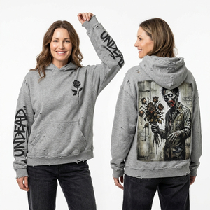 Custom Vintage Grey Acid Wash Hoodie Women Muscle Anatomy Graphic Print Fleece Pullover <b>Long</b> Sleeve Heavyweight <b>Sweatshirt</b> - Product Image 2