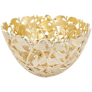 Cuenco de latón dorado con diseño de hojas, perfecto para decoración con velas flotantes, estilo spa elegante y centro de mesa para crear ambiente en el hogar. - Product Image 4