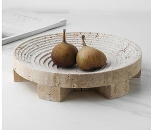 Travertine <b>Marble</b> Serving Tray With Minimal Design For Serving Breakfast Tea <b>Coffee</b> And Decorative Home <b>Table</b> Use - Product Image 1