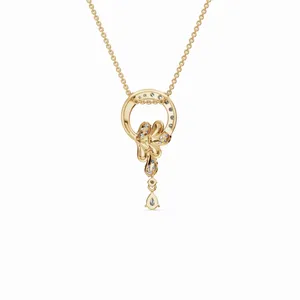 Colgante de Diamante Cultivado en Laboratorio Etereinte en Oro Amarillo de 18K, Corte Redondo y Pera, Collar de Compromiso y Boda, Certificado IGI - Product Image 3