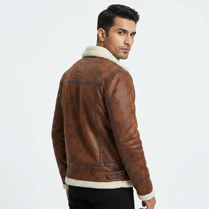 Men's Winter Reversible Varsity <b>Jackets</b> New Fashion High Quality Genuine Leather Stand Collar Breathable Streetwear Sherpa <b>Lined</b> - Product Image 6