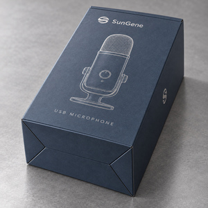 Boîte d'emballage en carton pliable personnalisée pour microphone USB portable bleu ardoise - Product Image 6