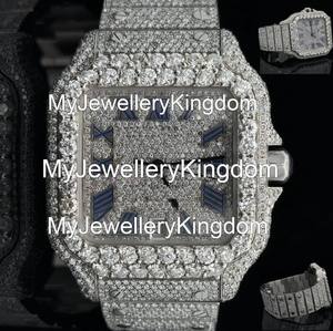 Square Case Stainless Steel & Moissanite Band GPS <b>Watch</b> with 10 Bar Water Resistance <b>Iced</b> <b>Out</b> Design for Gift - Product Image 2