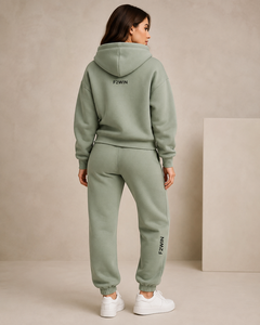 F2WIN Women's <b>Pink</b> Hooded <b>Tracksuit</b> Set Full Length Solid Color Casual Sweatshirt and Joggers with Side Pockets Autumn Wear - Product Image 3