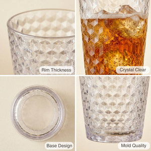 [Holar] Taiwan Made Luxury Glass-Like Clarity Diamond Embossed Design 13oz <b>Plastic</b> <b>Drinking</b> <b>Cups</b> for Bars Cafes Outdoor - Product Image 4