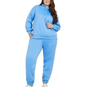 Ensemble sweat-shirt et pantalon de jogging pour femmes grandes tailles, design professionnel, en molleton doux, tenue décontractée en deux pièces pour l'hiver - Product Image 1