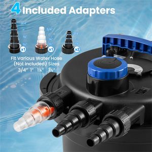 Filtro a Pressione per Laghetto con Portata Massima di 4000 GPH, 4 Spugne Filtranti Rimovibili e Indicatore di Pulizia - Product Image 6