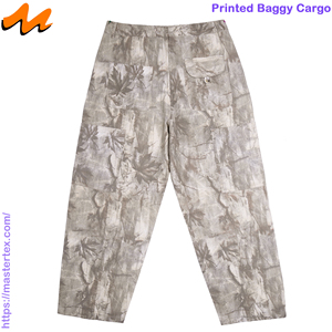 Pantalones Cargo Holgados Estampados para Hombre, Cintura Media, Frente Plisado, Teñido en la Prenda, Algodón/Algodón Reciclado, Protección UV, Transpirables, Uso Diario - Product Image 3
