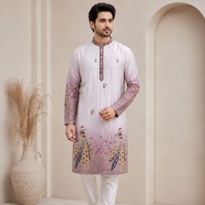 Kurta Daman de créateur, élégant et richement brodé, avec pyjama en coton Raymond, prix de gros par Royal Export - Product Image 1