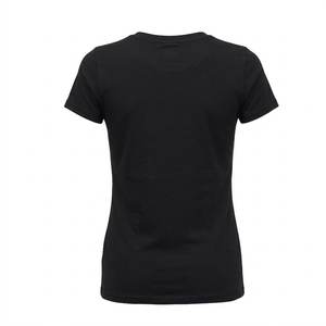 Camisetas de algodón y poliéster negras para mujer, al por mayor, con logotipo personalizado, de alta calidad, para verano, estilo urbano, modernas y transpirables, para chicas. - Product Image 2