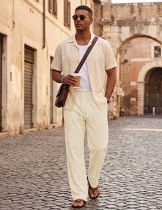 Baggy Fit Men's Casual <b>Trousers</b> 100% Cotton Solid Soft Yoga Lightweight Fashion Streetwear Lounge Casual Pants with Pockets - Product Image 3