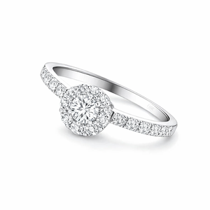 Bague de fiançailles classique en argent sterling plaqué rhodium avec halo de diamants ronds pour femme – Vente en gros - Product Image 5