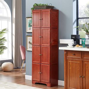 8-Door 72.4\" Tall Storage Cabinet with 4 <b>Shelves</b> Stylish Bookshelf for Living Room <b>Kitchen</b> Dining Room or Office - Product Image 3