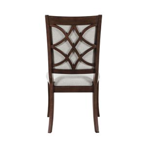 Traditional 2-Piece Dining Side <b>Chairs</b> Set Cherry Finish Wooden Beige <b>Upholstered</b> Seat Formal Dining Room Furniture - Product Image 6