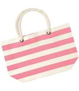 Sac de plage en toile de coton nautique à poignées en corde et œillets, personnalisable avec logo, vente en gros, promotionnel, pour voyage, en toile rayée - Product Image 6