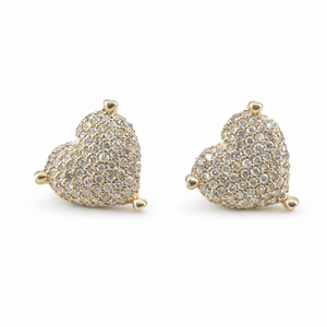 Boucles d'oreilles clous pour femme en diamant naturel taille ronde en forme de cœur, 1,17 carats au total, en argent sterling 925 plaqué or jaune, serti à griffes, tendance, vente en gros - Product Image 1