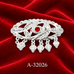 MOLL JEWELLERS เงินทิเบตชุบทองเข็มกลัดดอกไม้สีแดงเพทายคริสตัลไรน์สโตนจี้เครื่องประดับงานแต่งงานของผู้หญิง A-32026 - Product Image 1