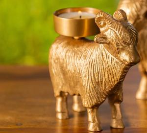 Gold Cow Tea Light Holder <b>Brass</b> Candle Stand Home Decoration Durable Design - Product Image 1