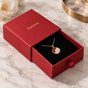 Boîte à bijoux SunGene Scarlet avec tiroir pour pendentif en émail et plateau en velours noir - Product Image 5