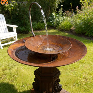 Fontaine d'eau extérieure élégante et résistante aux intempéries en acier Corten, à poser au sol, pour jardin ou bassin – Tendance et luxueuse - Product Image 2