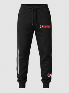 Fly Humble <b>Men's</b> <b>Navy</b> Blue Sweatpants Elastic Waist Drawstring Casual <b>Joggers</b> Heat Transfer Print Logo Left Leg Midweight - Product Image 2