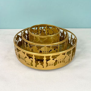 Alta calidad personalizado árabe Ramadán lujo oro placas de Metal bandejas conjunto Rectangular Hotel boda fiesta fechas bandeja de servicio - Product Image 5