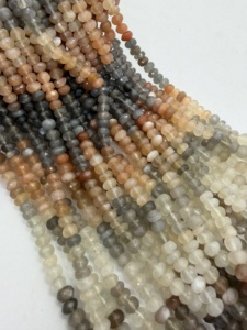 Cuentas facetadas de piedra lunar multicolor negra natural en forma de rodaja, hilo de 16 pulgadas, suministros al por mayor para la fabricación de joyas con piedras preciosas - Product Image 4