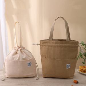 Premium Cotton <b>Canvas</b> Thermal Food Bag Waterproof Lining Picnic Pouch with Sturdy Handles for Outdoor Dining - Product Image 1