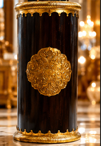 Classic Black Metal <b>Umbrella</b> <b>Stand</b> with Antique Brass Finish One-Sided Capacity Freestanding Holder for Hotel Lobby Decoration - Product Image 2