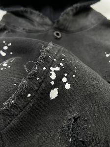 Sweat-shirt à capuche pour homme, noir délavé et vieilli, effet peinture, coupe oversize, style streetwear, en molleton épais, vierge personnalisable - Product Image 5