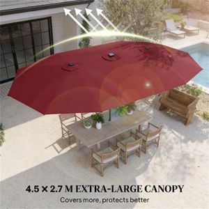 ร่มสนามพลังงานแสงอาทิตย์ สีแดงไวน์ สำหรับกลางแจ้งและระเบียง เหมาะสำหรับปิกนิกและบาร์บีคิว - Product Image 3