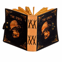 Diario de Tapa Dura de Cuero Vintage New Era Large Grimoire, Cosido con Hilo, con 100 Páginas en Blanco para Libros de Hechizos y Regalos