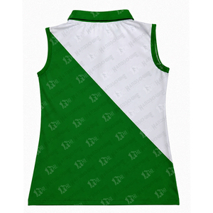 Polo sin Mangas para Mujer, Diseño Personalizado OEM, Bloques de Color Verde y Blanco, Cierre de Cremallera, Transpirable, 100% Poliéster, Ropa Casual de Golf - Product Image 3