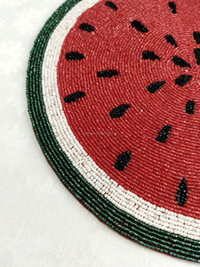 Watermelon Slice Beaded Placemat Round Fruit Table <b>Mat</b> Seed Bead Dining Decor Summer Kitchen Charger <b>Plate</b> Gift - Product Image 6