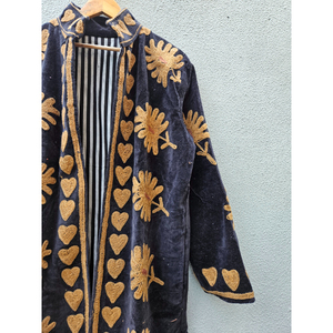 เสื้อแจ็คเก็ตบอมเบอร์กำมะหยี่เนื้อนุ่มระบายอากาศได้ดี งานแฮนด์เมด ตกแต่งลายดอกทานตะวันปัก  ผ้าฝ้ายถัก เหมาะสำหรับฤดูใบไม้ร่วงและฤดูหนาว ของขวัญสำหรับ - Product Image 3