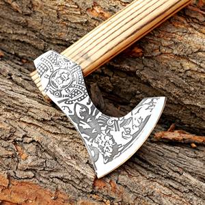 Hacha Tomahawk de Acero al Carbono Forjado a Mano de Grado Industrial, Estilo Vikingo, Hacha Barbuda con Funda de Cuero, Mango de Madera Personalizado OEM - Product Image 3