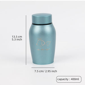 Teardrop Stainless Steel Pet <b>Urn</b> 400ml Airtight Memorial Keepsake for Dog Ashes Modern Design Blue Color - Product Image 1