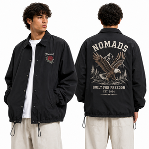 Vintage Inspired Skate <b>Coach</b> Jacket Distressed Polyester/Cotton Oversized Fit Team Striped Thin Streetwear Outerwear Men Women - Product Image 3