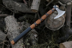 Hand Forged Splitting <b>Axe</b> With Wooden <b>Handle</b> Bearded Head For Firewood Splitting Outdoor Use - Product Image 5