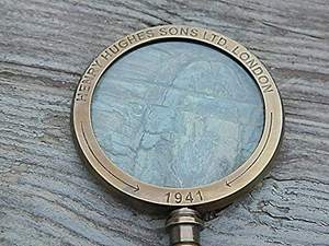 Loupe de lecture et d'inspection portative avec poignée en laiton finition antique - Product Image 6