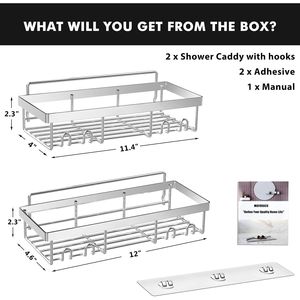 Mensola portaoggetti autoadesiva nera per doccia, organizer da parete per bagno, stile rustico/country - Product Image 2
