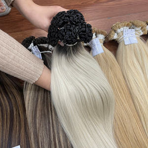 Extensions de cheveux humains vietnamiens bruts à pointe plate en kératine, cuticules alignées, double tirage, haute qualité - Product Image 2