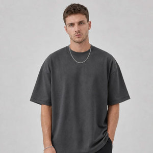 Camiseta de algodón grueso transpirable de manga corta con estampado de letras para hombre, estilo casual, hombro caído, venta al por mayor OEM/ODM - Product Image 5