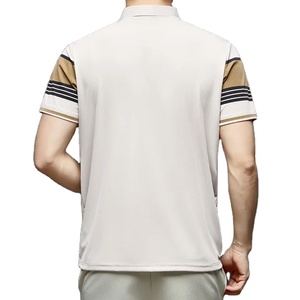 TFETTERS marca 2025 verano hombres Camiseta de manga corta diseño de rayas anchas comodidad mediana edad trabajo de negocios hombre Camiseta de gran tamaño - Product Image 6